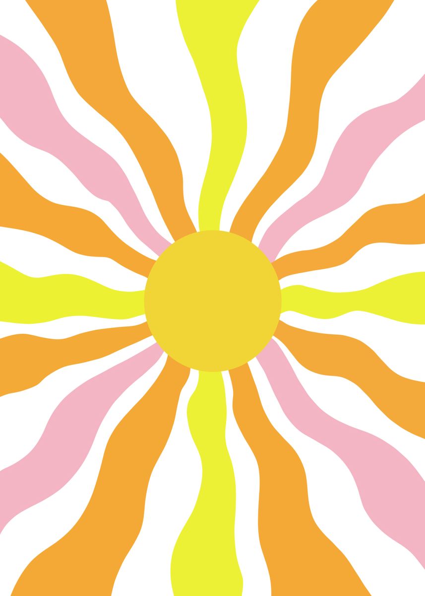 'Wavy Retro Sun Glam 1' Poster, picture, metal print, paint by Anita's ...