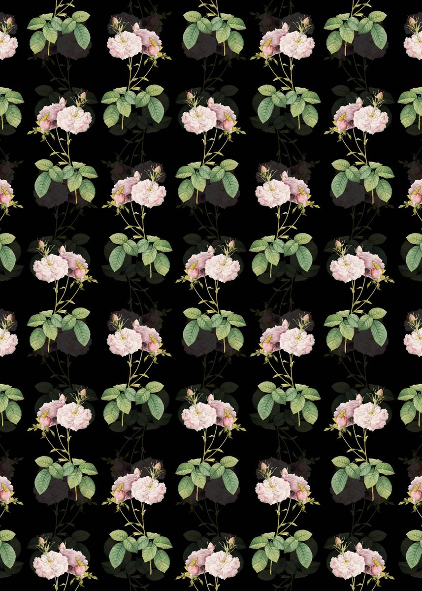 'Floral Damask Rose Pattern' Poster, picture, metal print, paint by ...