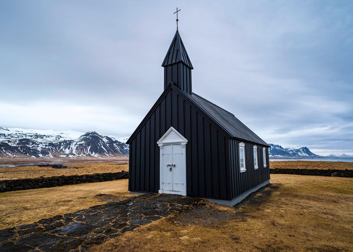 'Budir black church Iceland' Poster by ViaMapia | Displate