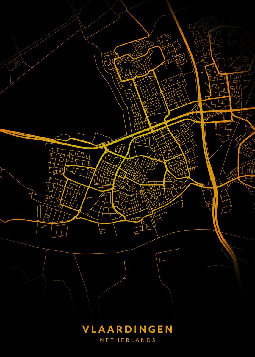 'Vlaardingen City Map' Poster, picture, metal print, paint by Trulaf