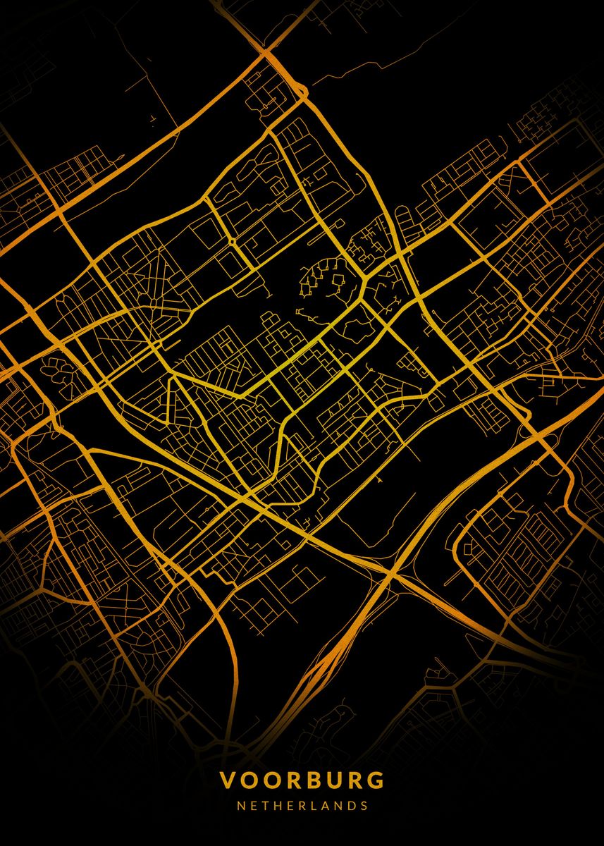 'Voorburg City Map' Poster, picture, metal print, paint by Trulaf