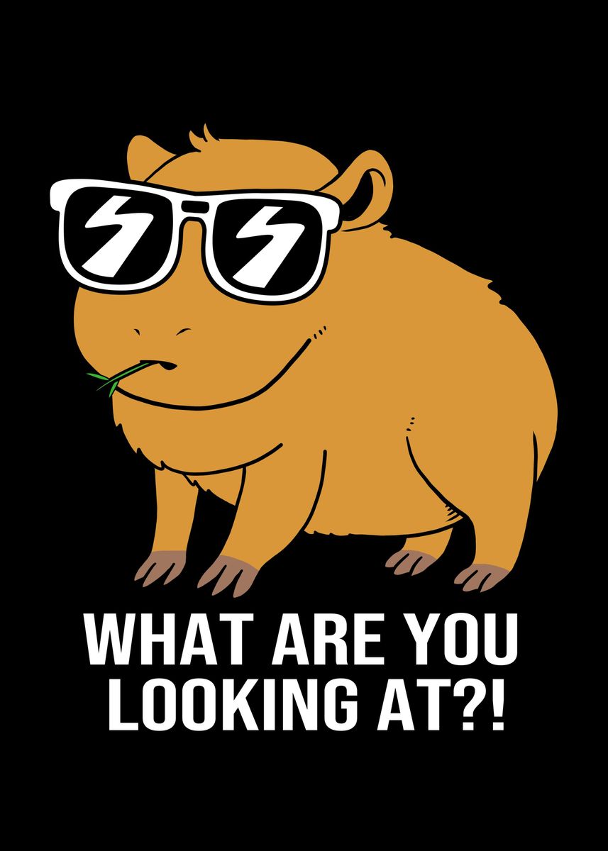 'Funny Capybara' Poster, picture, metal print, paint by FunnyGifts ...