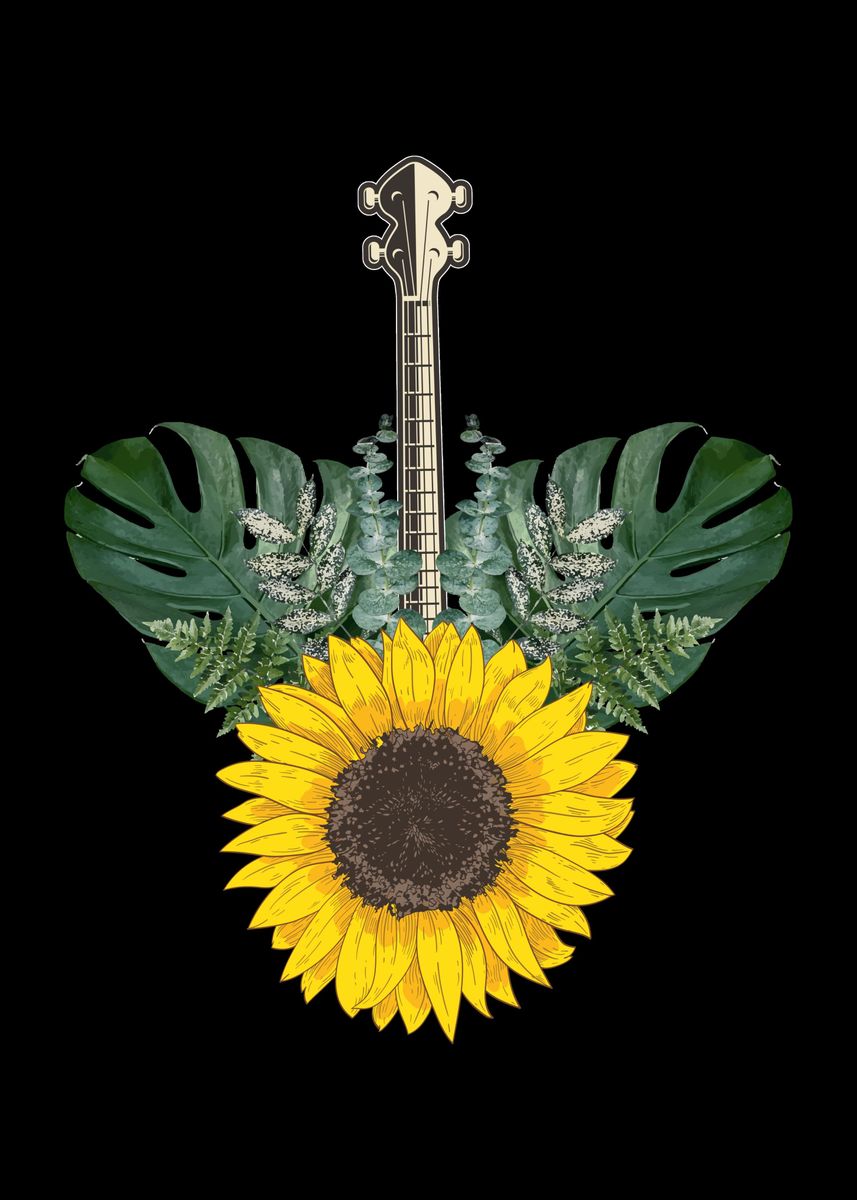 'Sunflower Banjo Bluegrass' Poster by professionaldesigns Displate