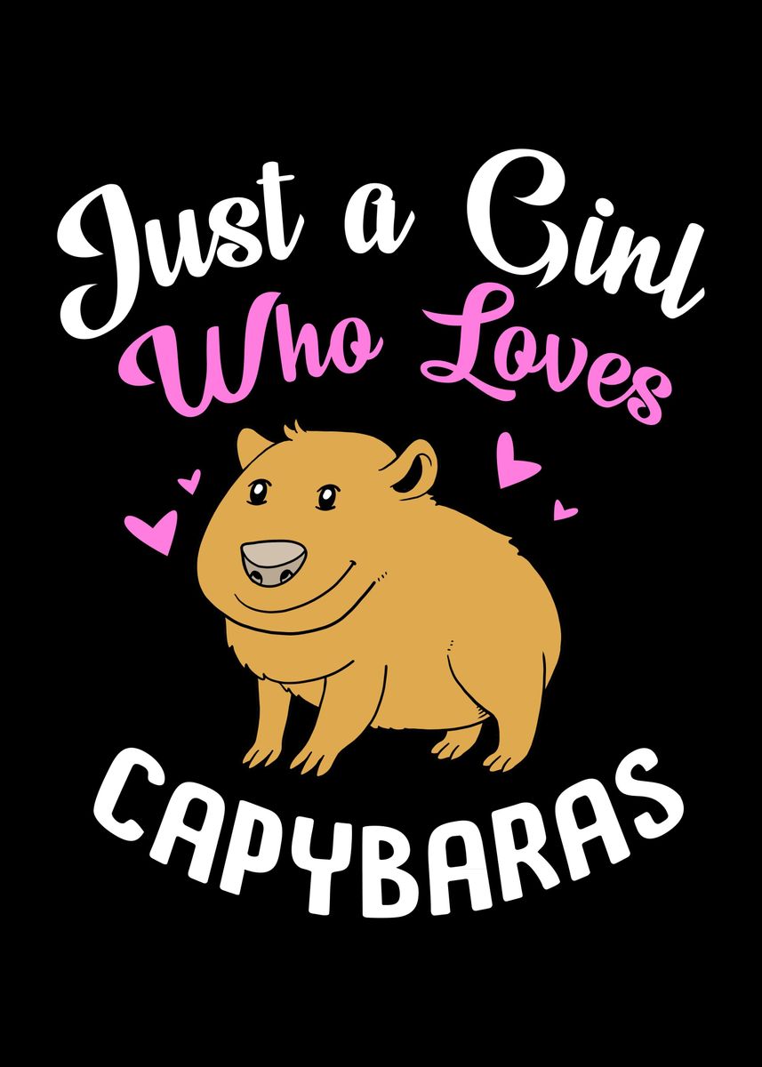 'Capybara Girl' Poster, picture, metal print, paint by FunnyGifts ...