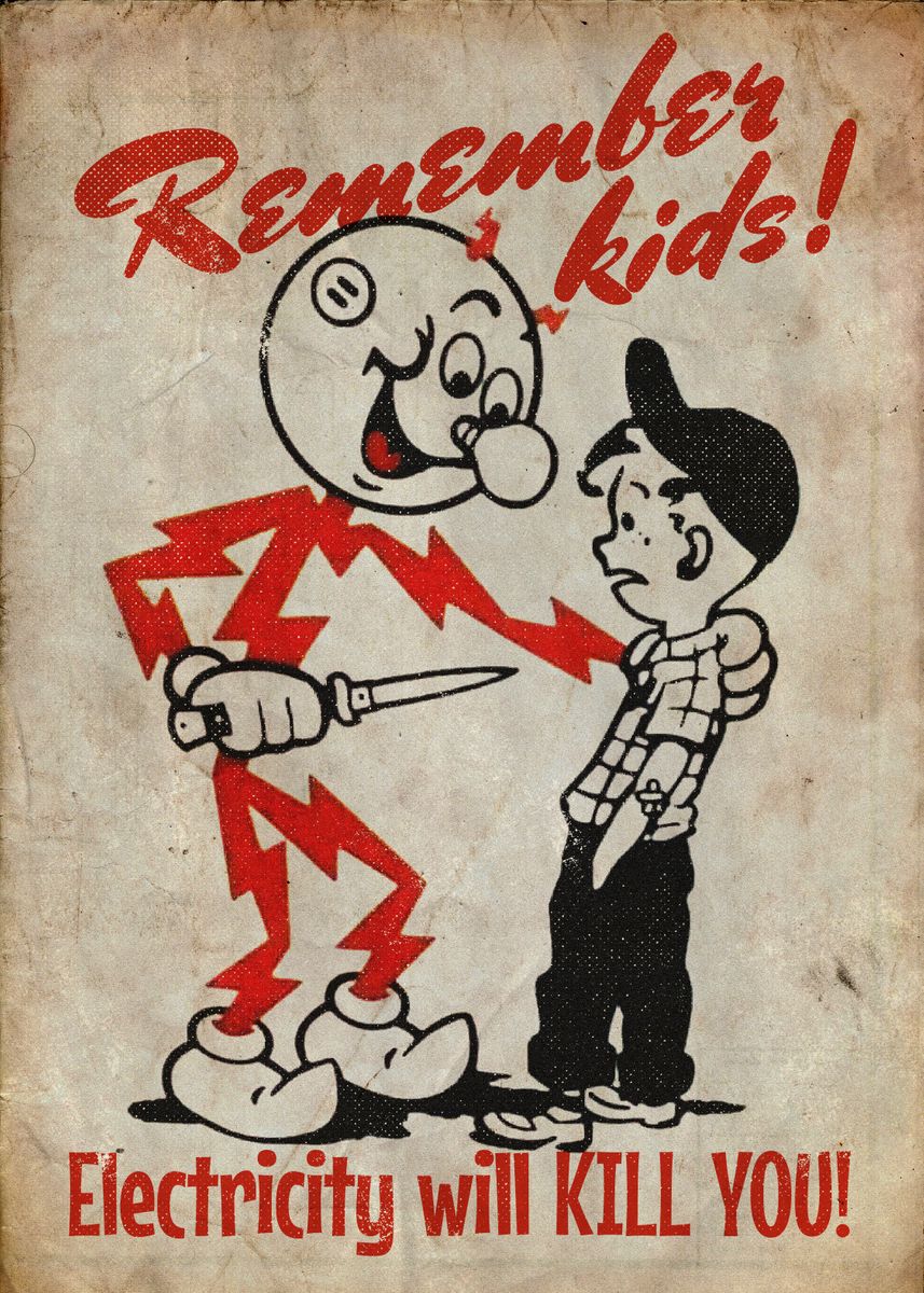 'ELECTRICITY KILLS' Poster, picture, metal print, paint by Dalibor Novak Displate