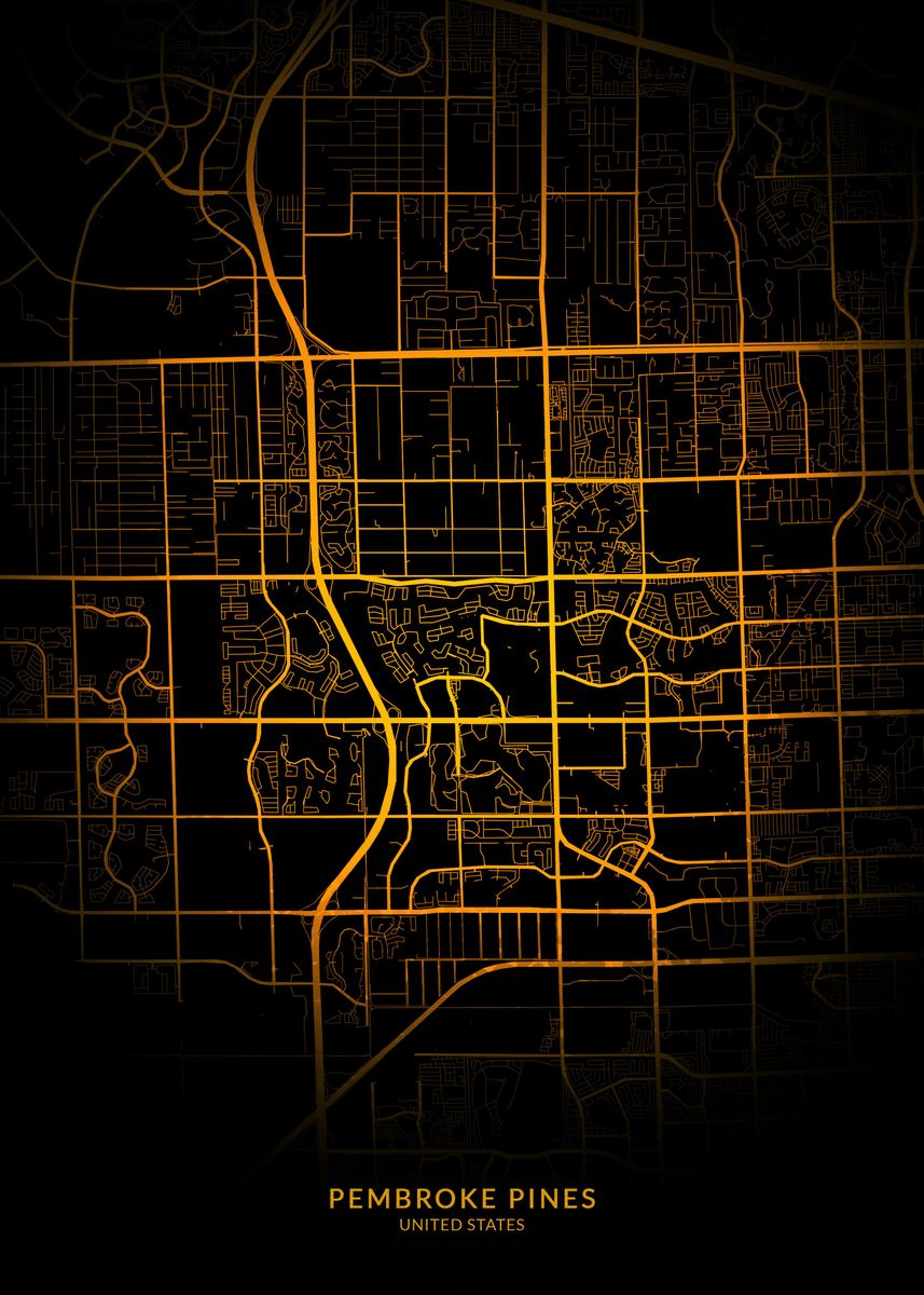 'Pembroke Pines City Map' Poster by Trulaf Design Displate