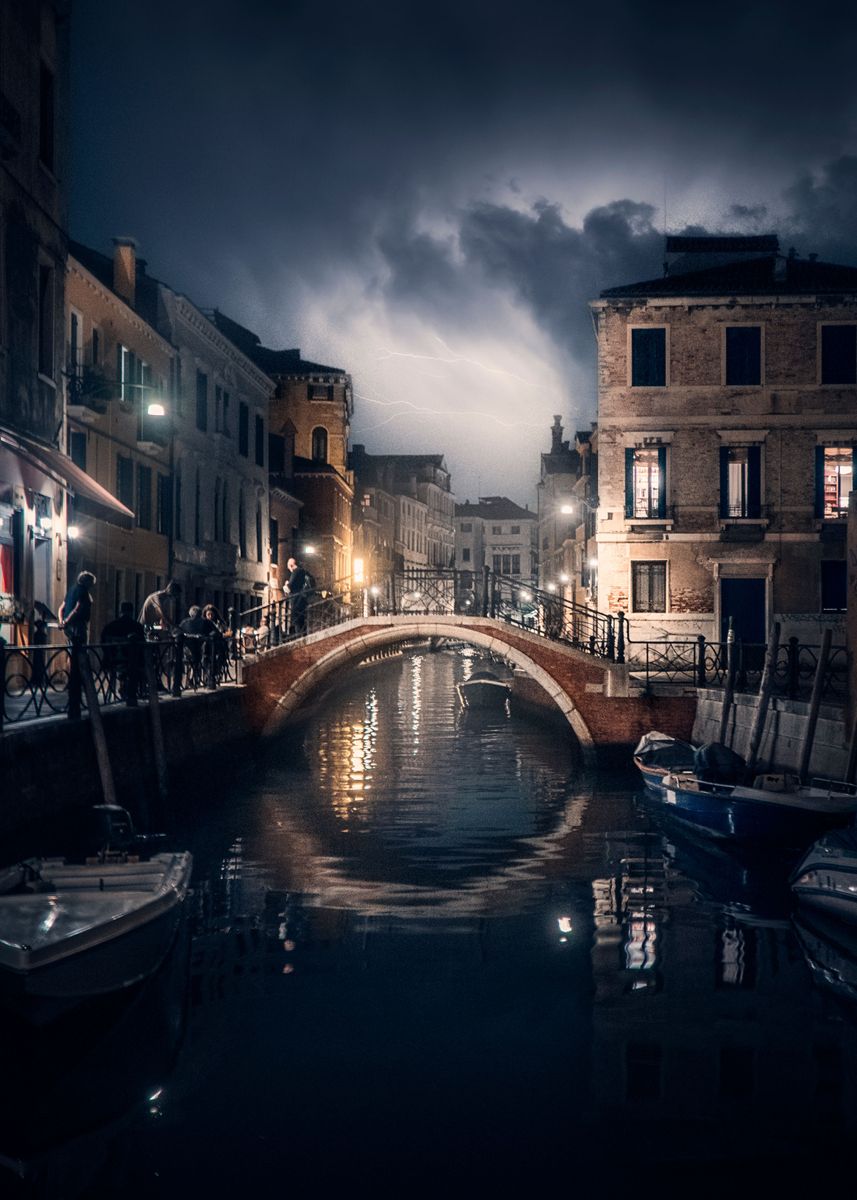 'Chaotic night in Venice' Poster, picture, metal print, paint by Lou ...