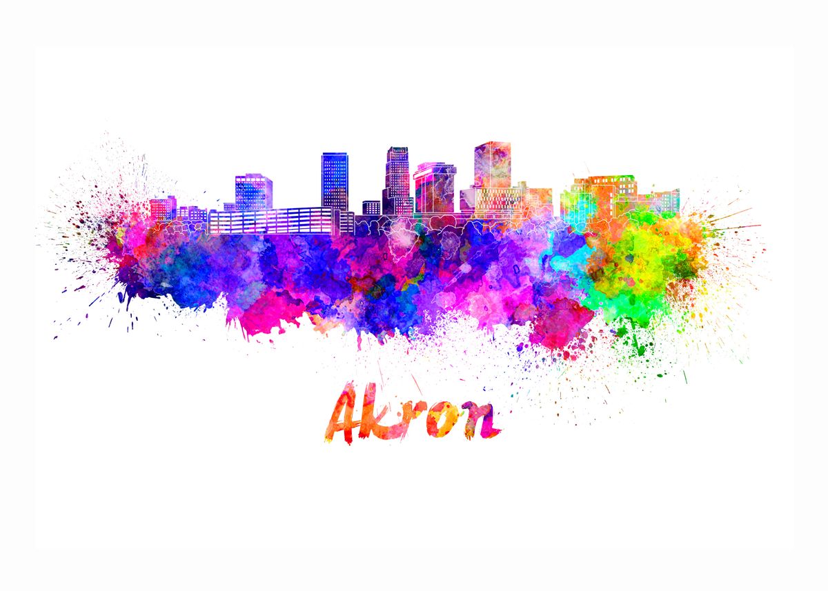 Akron Oh Skyline Poster By Cristina Romero Displate