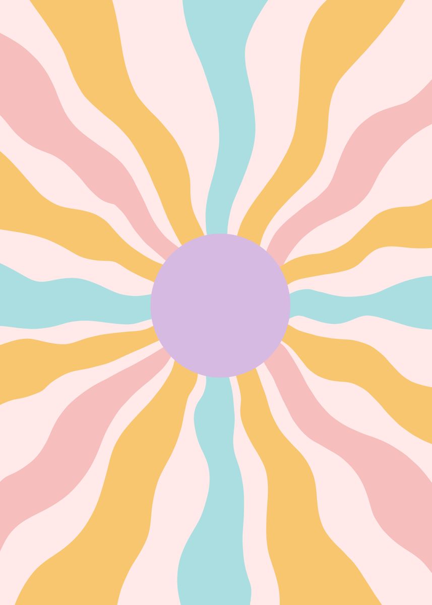 'Wavy Retro Sun Glam 2' Poster, picture, metal print, paint by Anita's ...