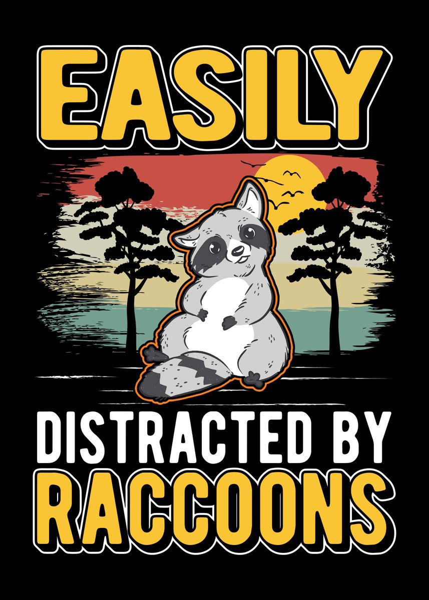 'Raccoon Lover Racoon' Poster, picture, metal print, paint by ...