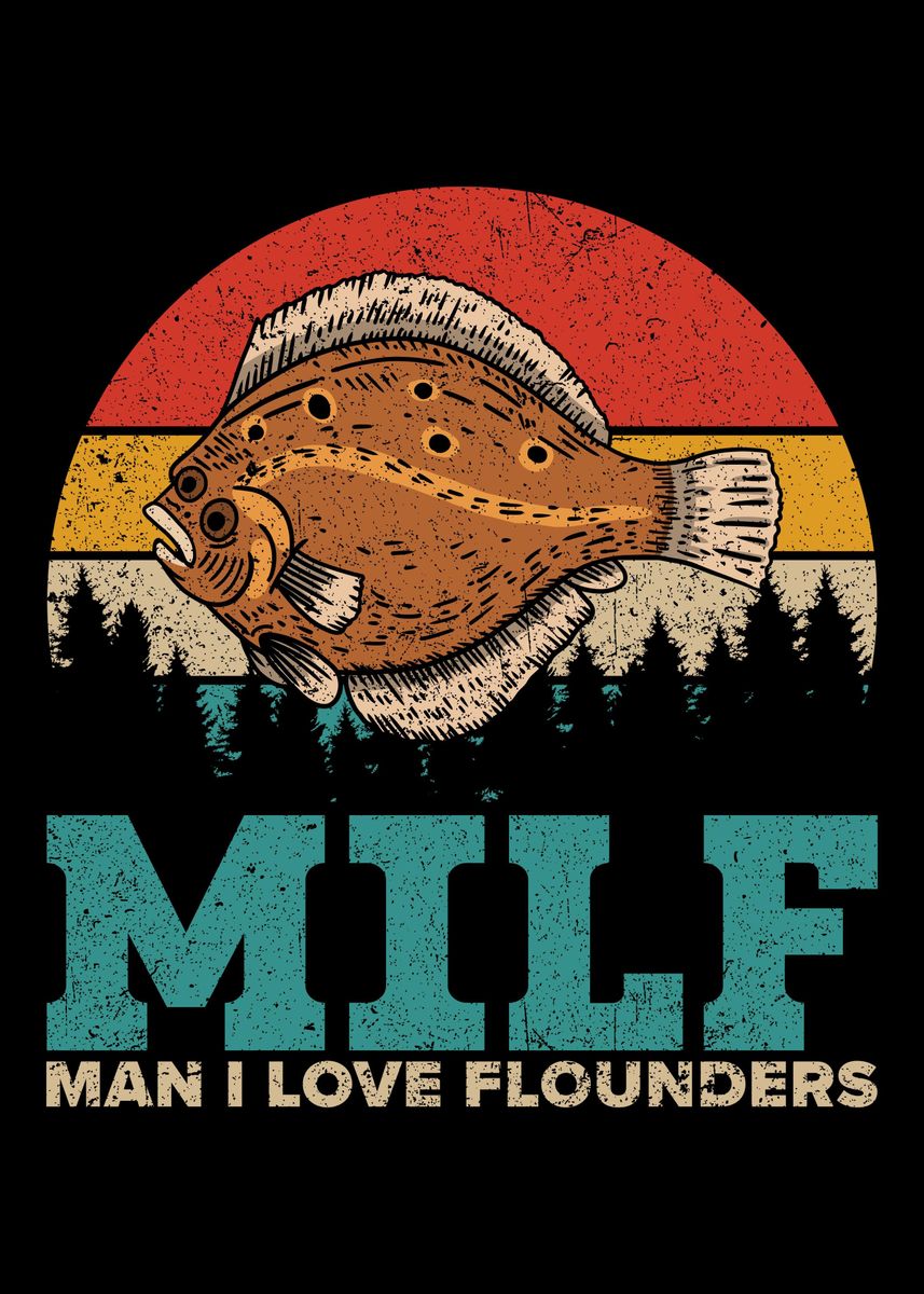 Milf Man I love Fish Funny' Poster, picture, metal print, paint by