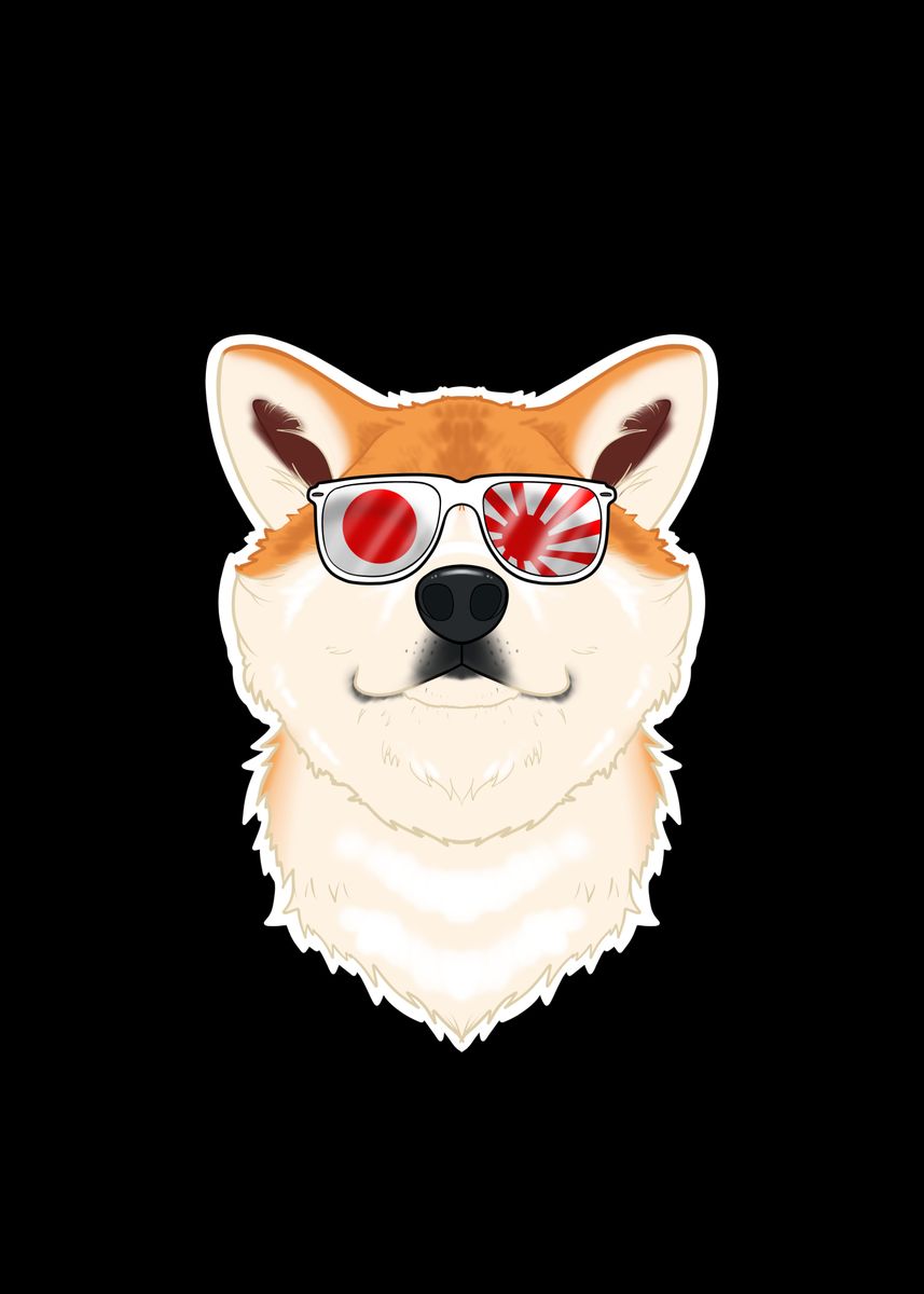 'Akita Inu Japan Sunglasses' Poster by MaximusDesigns | Displate