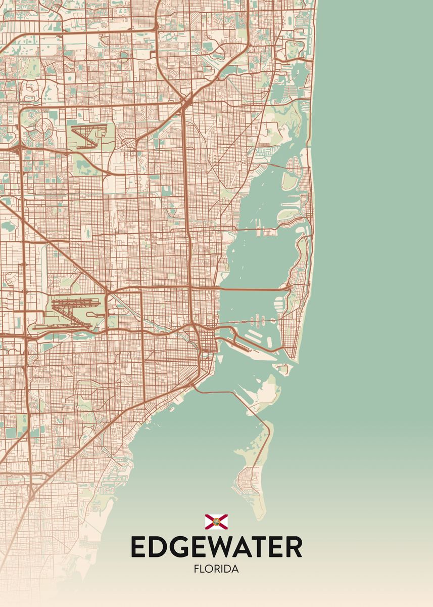 'Edgewater FL' Poster, picture, metal print, paint by IMR Designs