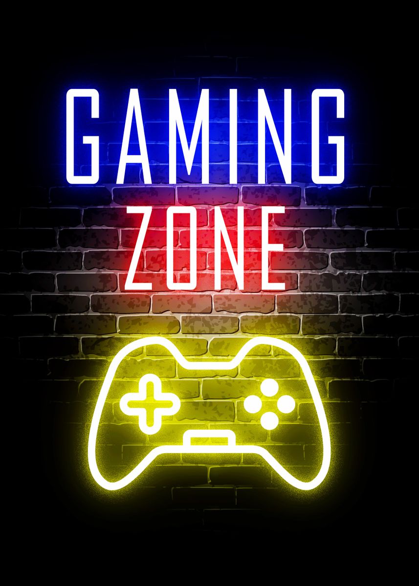 'gaming zone' Poster, picture, metal print, paint by Funny Game | Displate