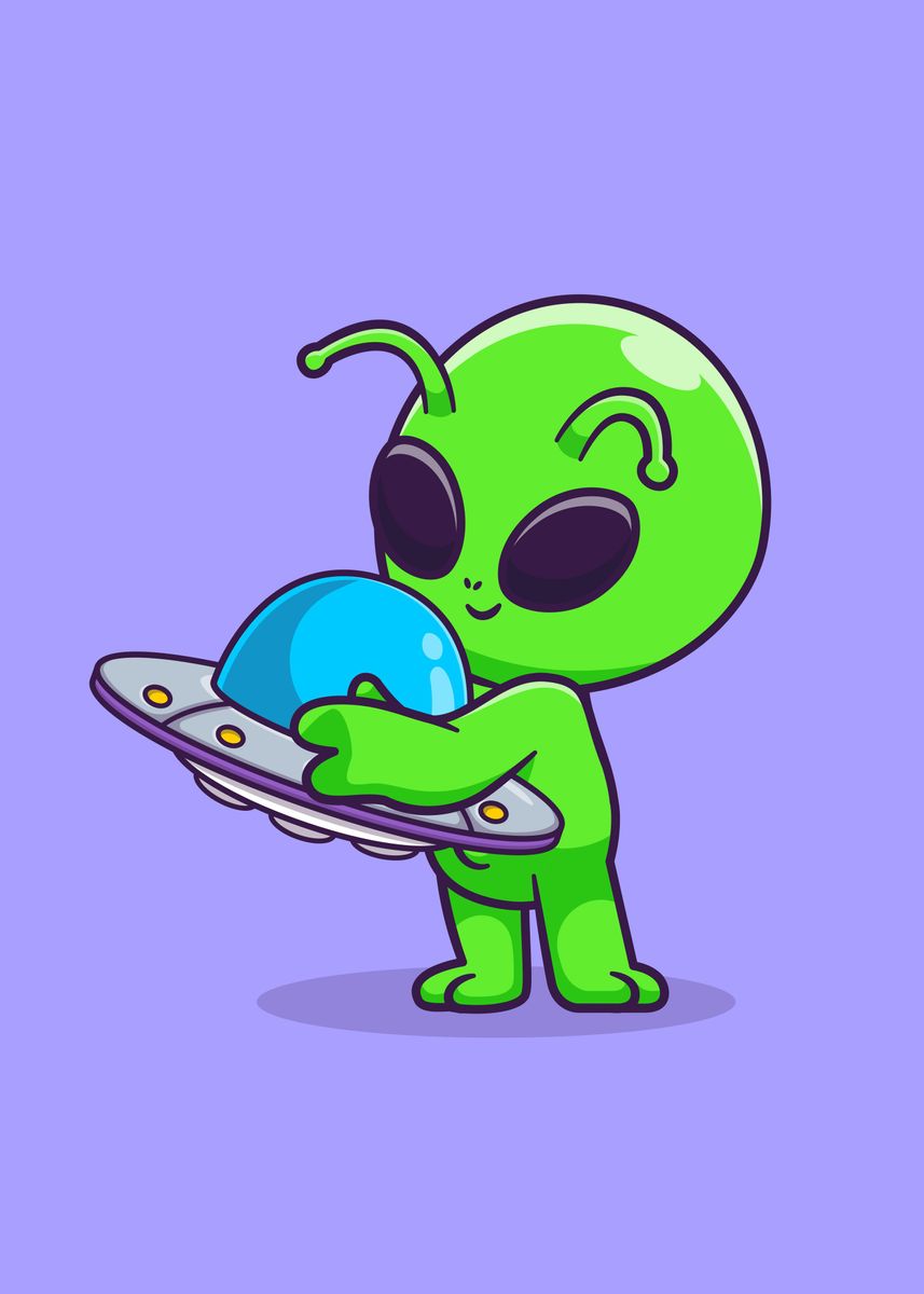 'Cute alien hug ufo toy' Poster, picture, metal print, paint by Le Duc ...