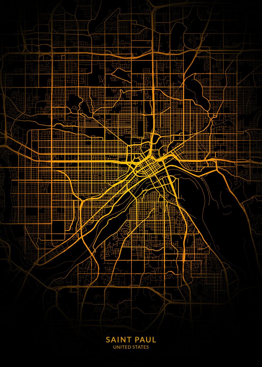 'Saint Paul City Map Gold' Poster by Trulaf Design | Displate