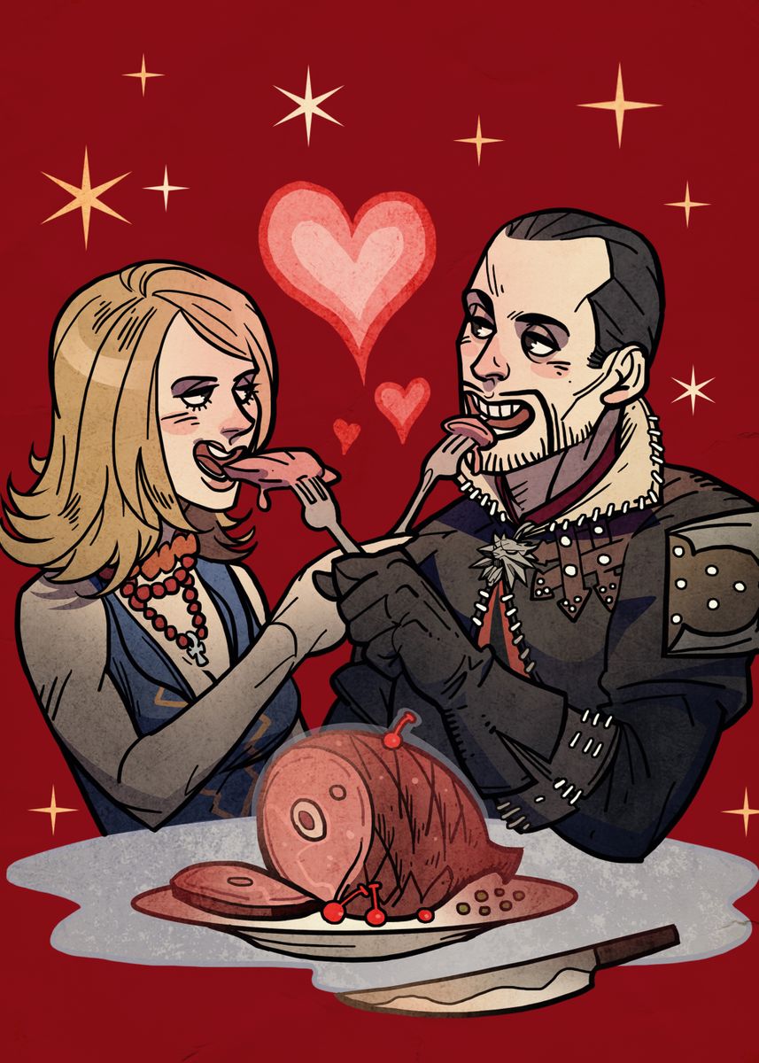 'Keira and Lambert Flirting' Poster, picture, metal print, paint by