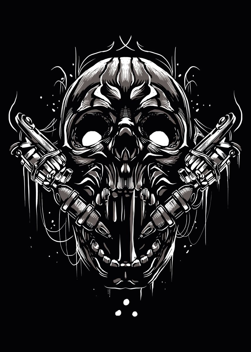 'Tattoo machine skull' Poster by Bombdesign | Displate