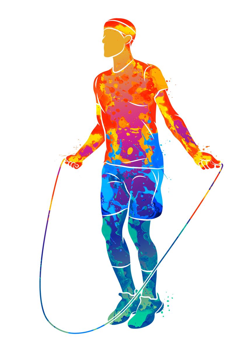 'athlete jumping rope' Poster, picture, metal print, paint by Nguyen ...