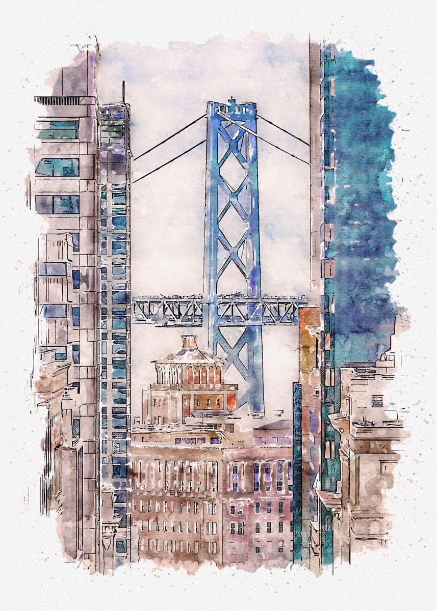 'Watercolor San Francisco' Poster, picture, metal print, paint by ...