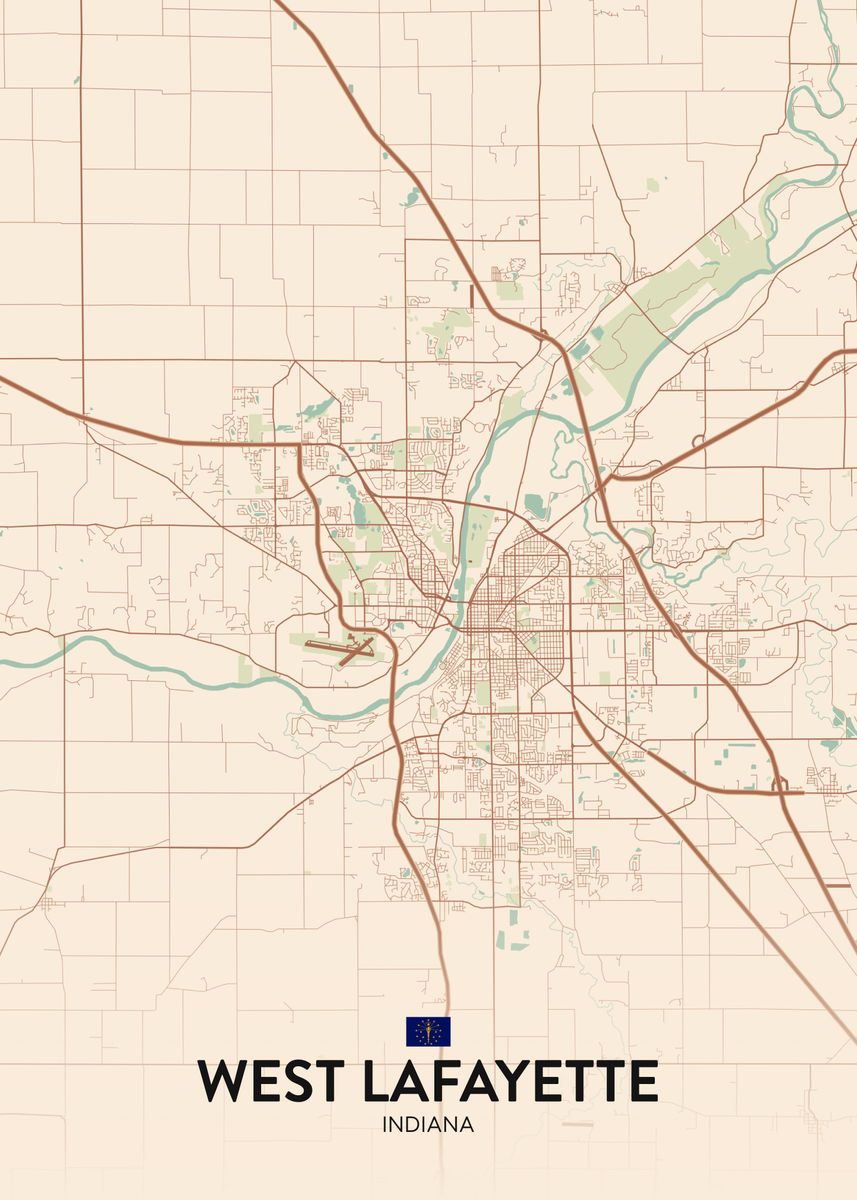 'West Lafayette IN' Poster, picture, metal print, paint by IMR Designs