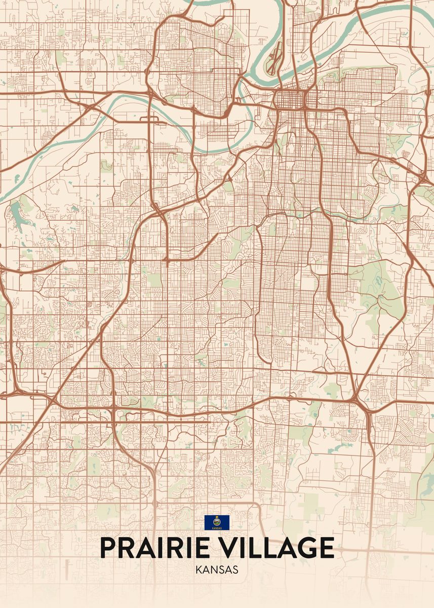 ‘Prairie Village KS’ Poster, picture, metal print, paint by IMR Designs