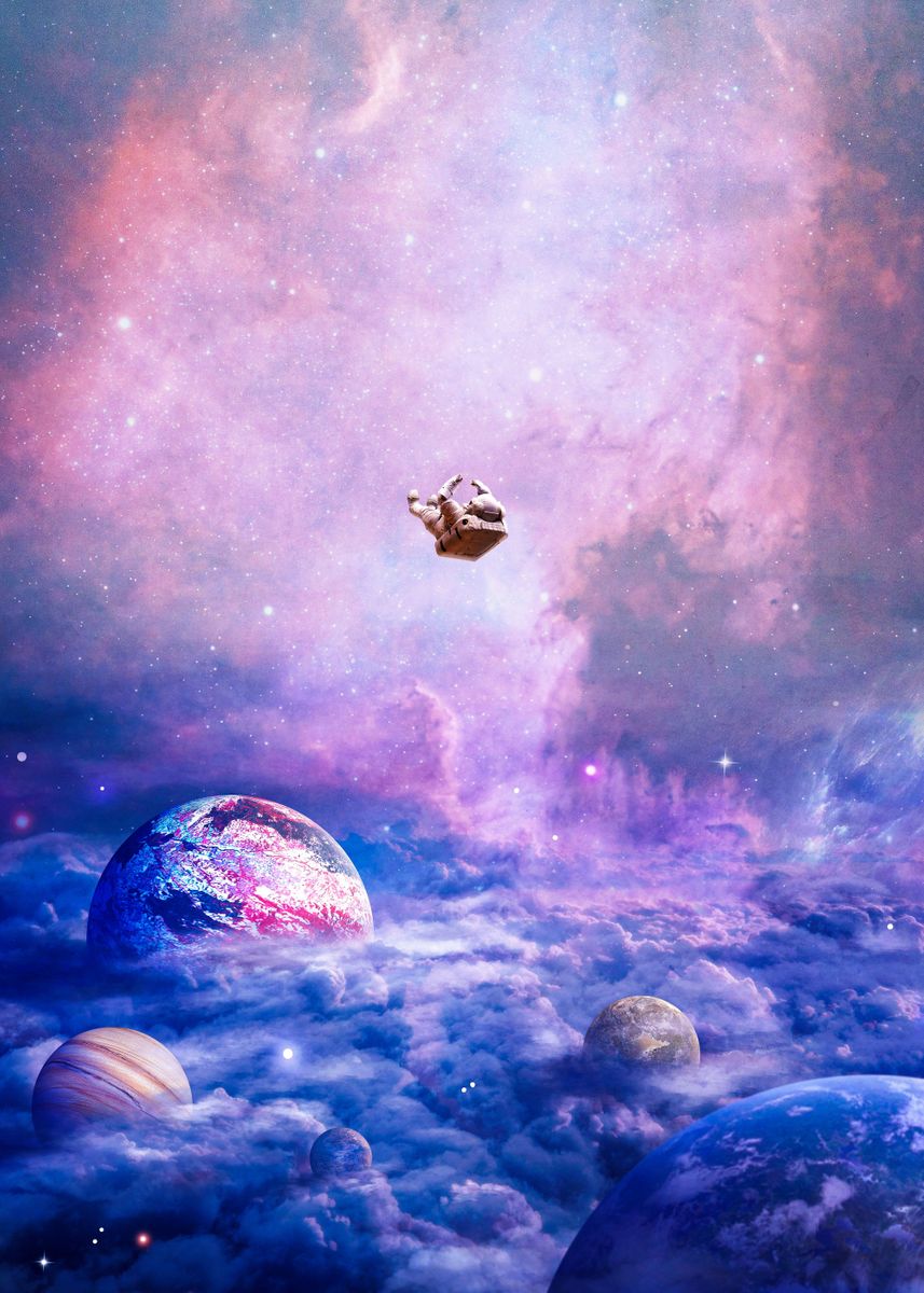 'Falling Into Clouds' Poster by seam less | Displate