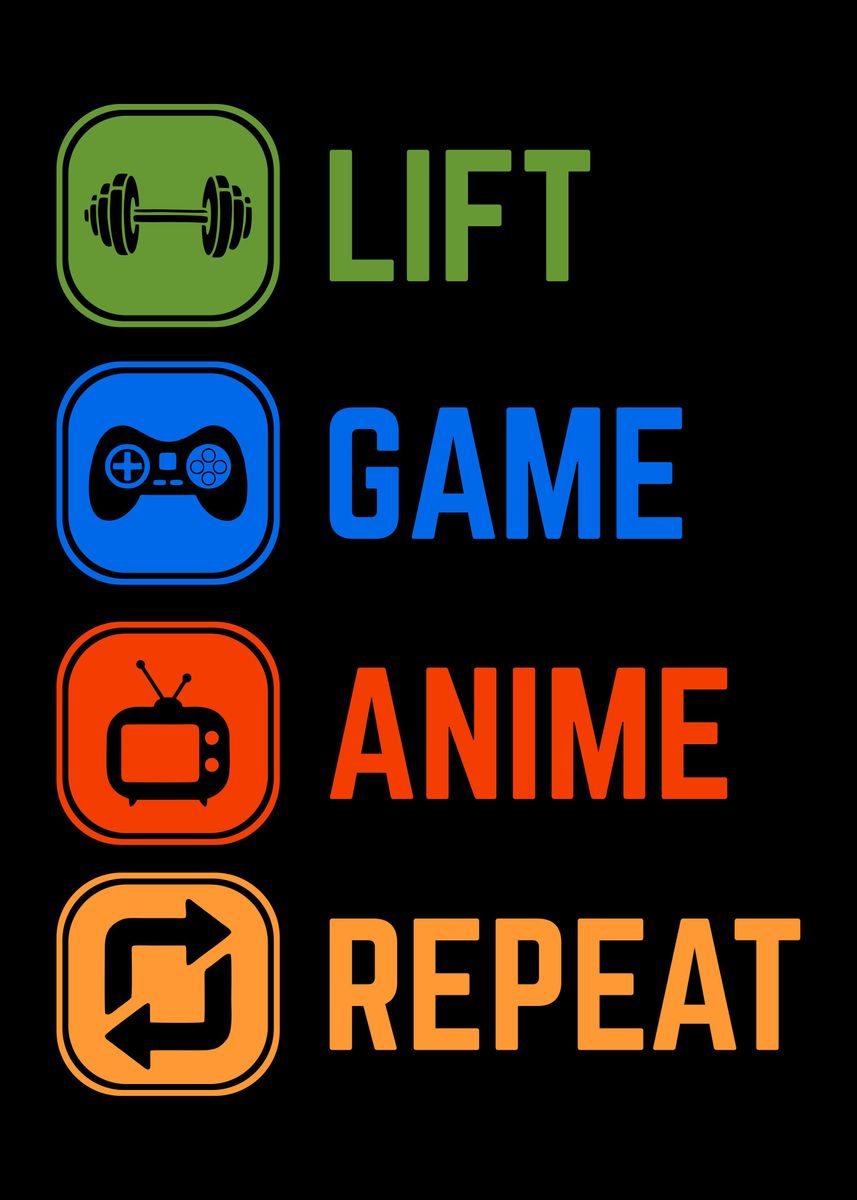 'Lift Game Anime Repeat' Poster by albran karan Displate