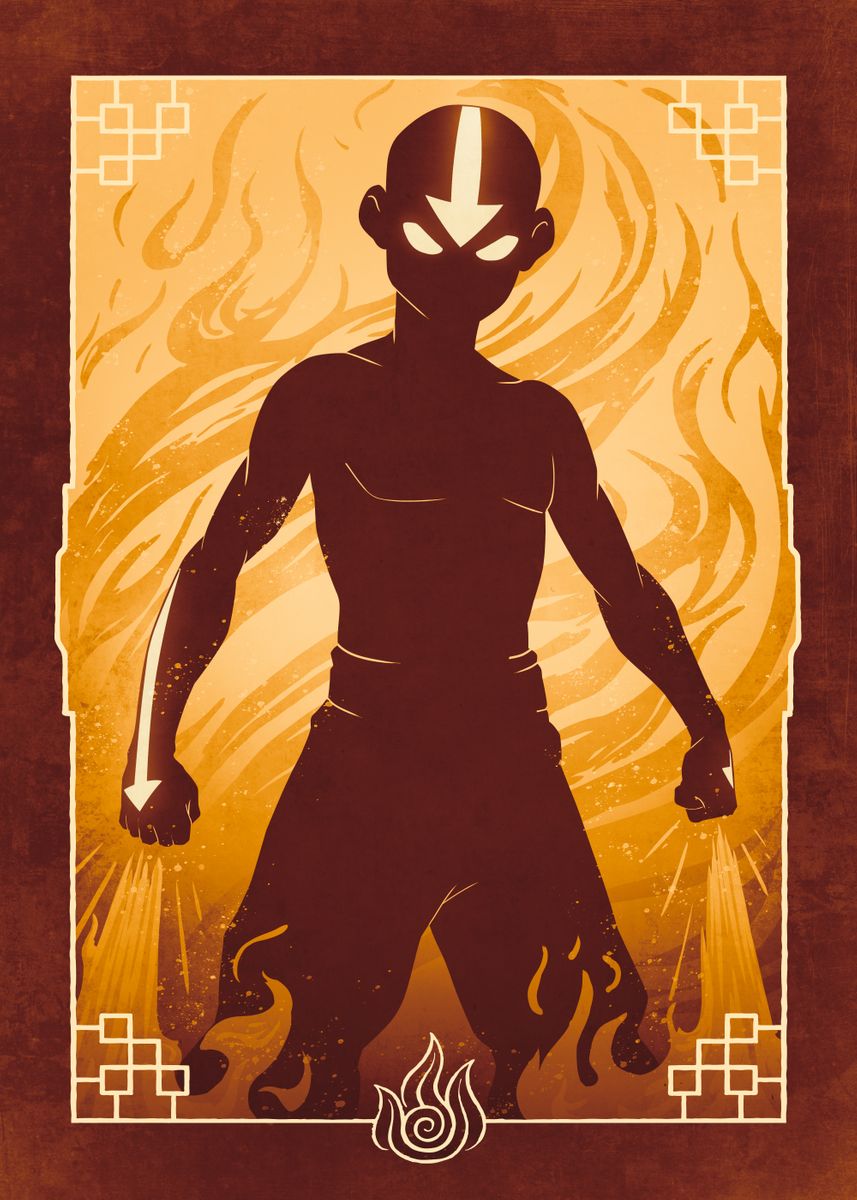 Aang Fire' Poster, picture, metal print, paint by Avatar: The Last