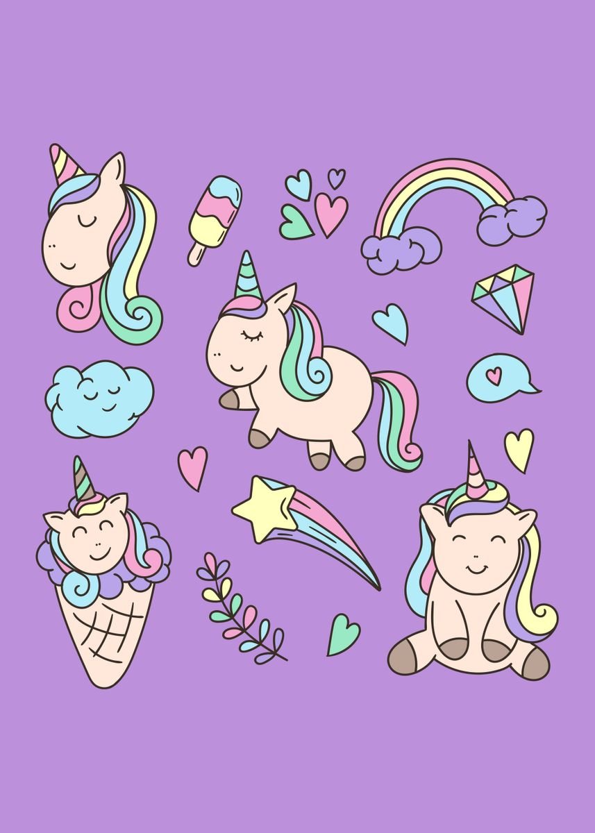 'Cute Unicorn ' Poster by Leonardo Spears | Displate