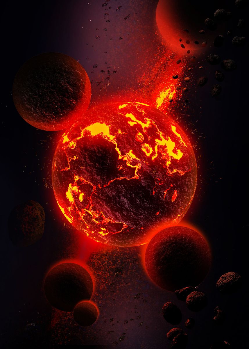 'Exploding Planet Lava Rock' Poster, picture, metal print, paint by Jon ...