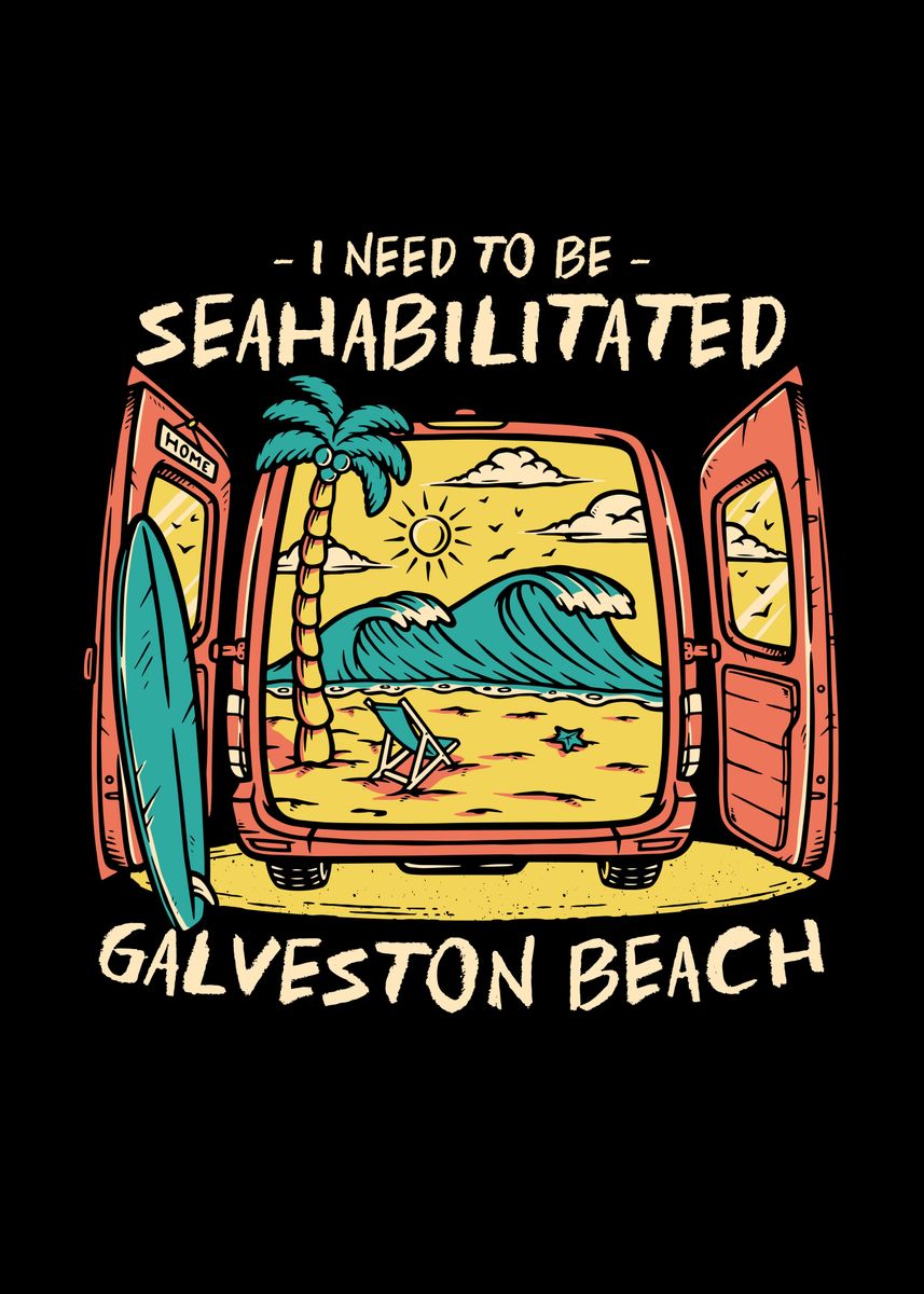 'Galveston Beach Summer Fun' Poster by MaximusDesigns Displate
