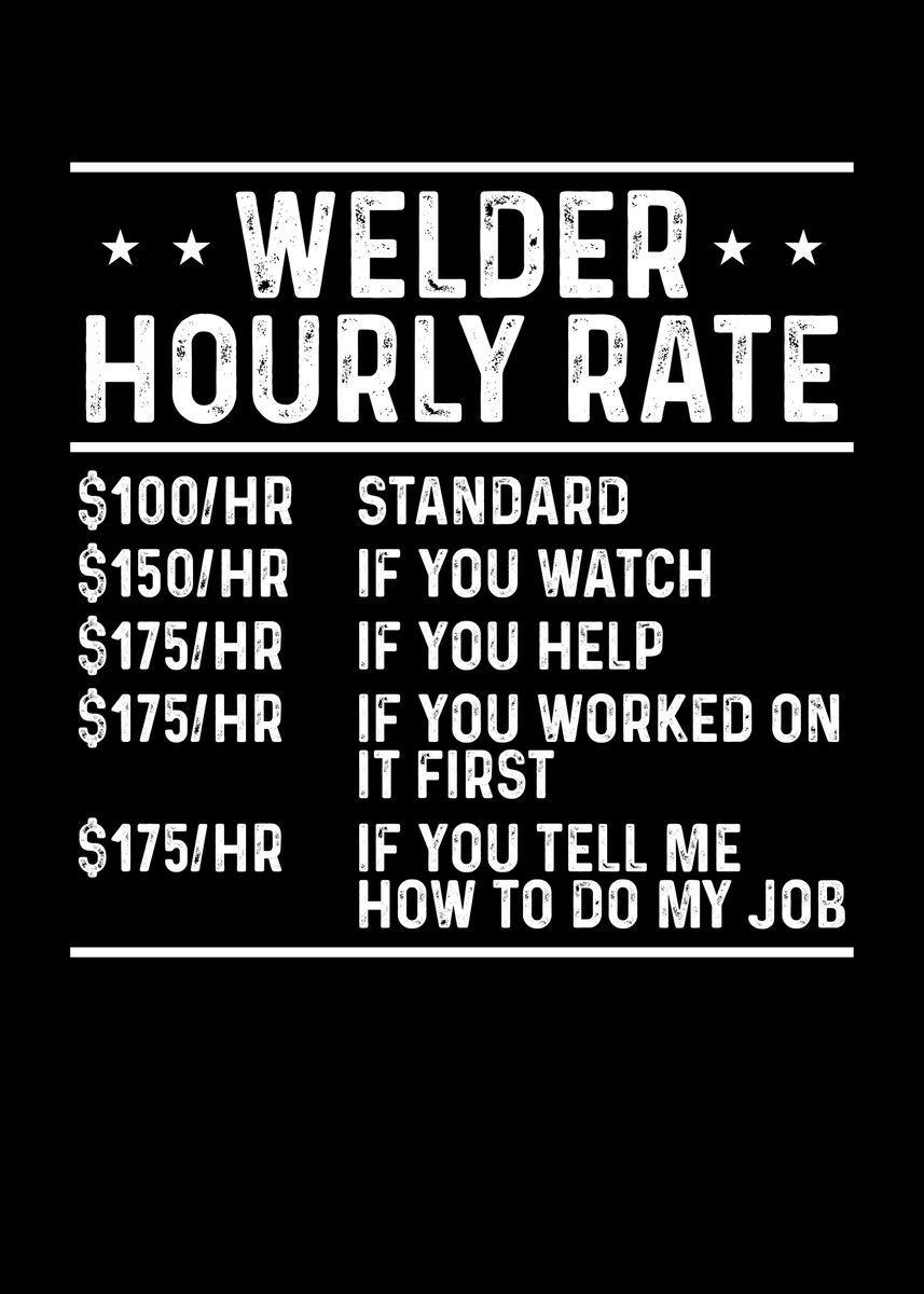 'Welder hourly rate' Poster by BeMi Displate