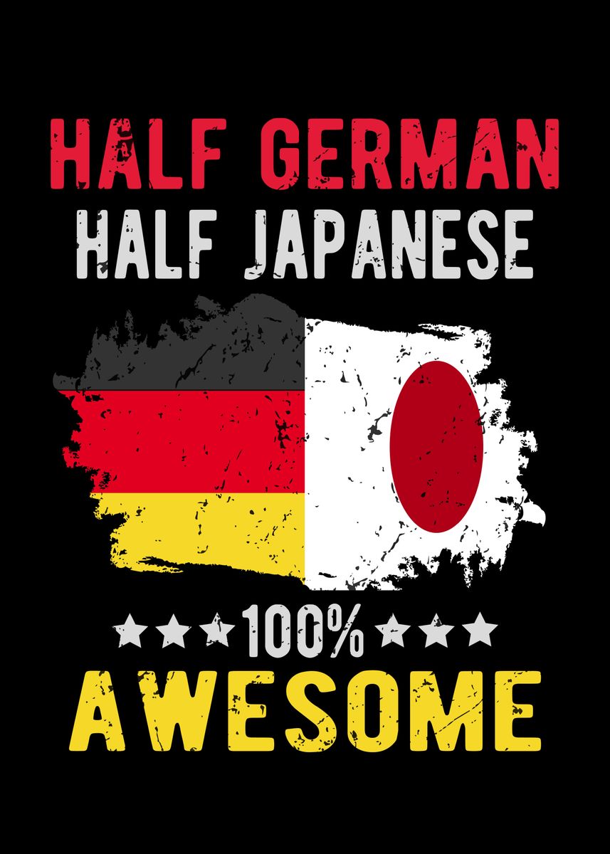 Half German Half Japanese Anime Character 'Half German Half Japanese' Poster, picture, metal print, paint by