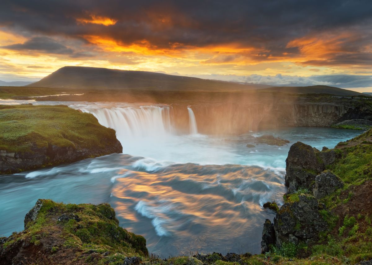 'Big waterfall in Iceland' Poster by Ralf Lehmann | Displate