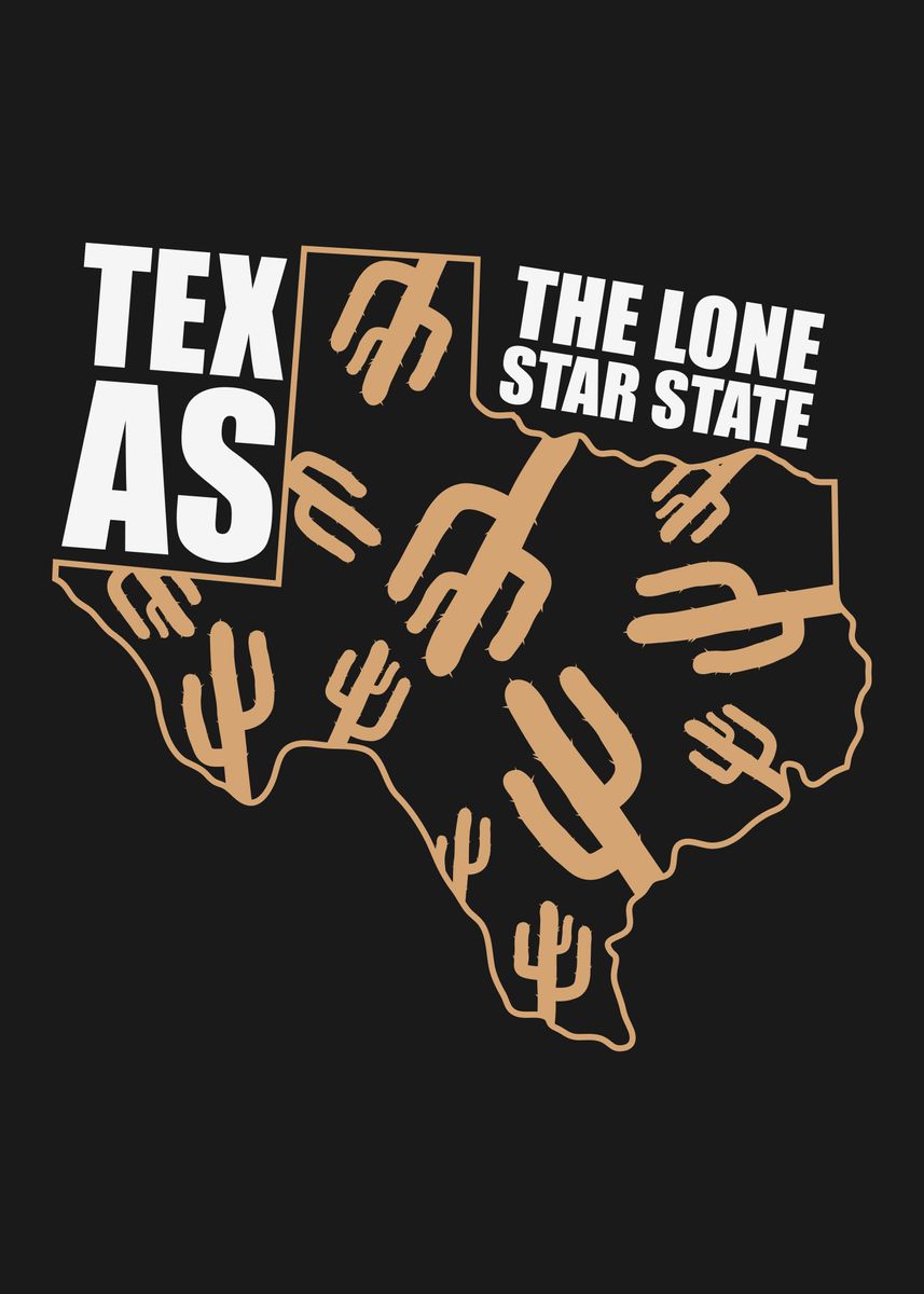 'Texas State Map USA' Poster, picture, metal print, paint by dkDesign ...