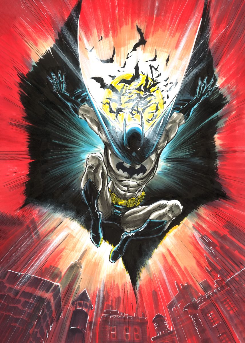 'Batman in Gotham' Poster, picture, metal print, paint by DC Comics ...