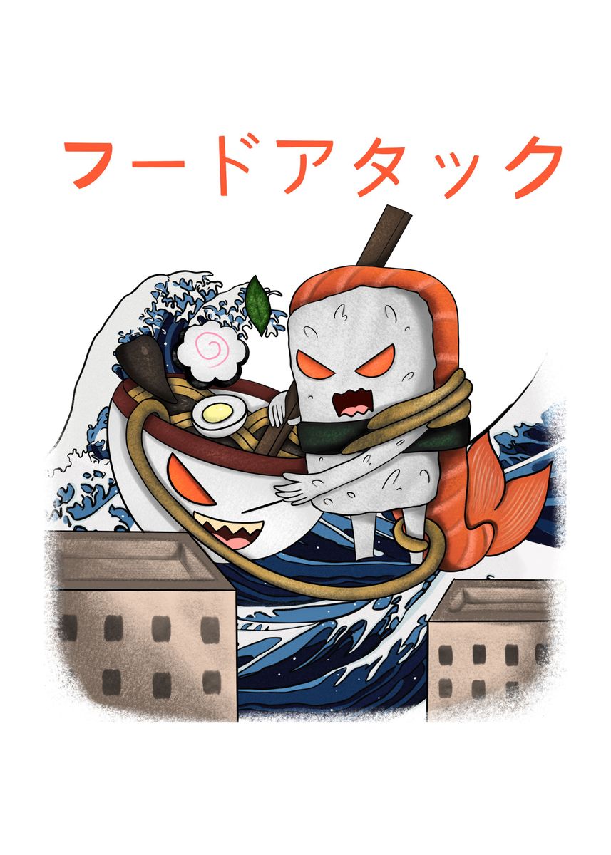 'ramen vs sushi' Poster by Yacoub Al Displate