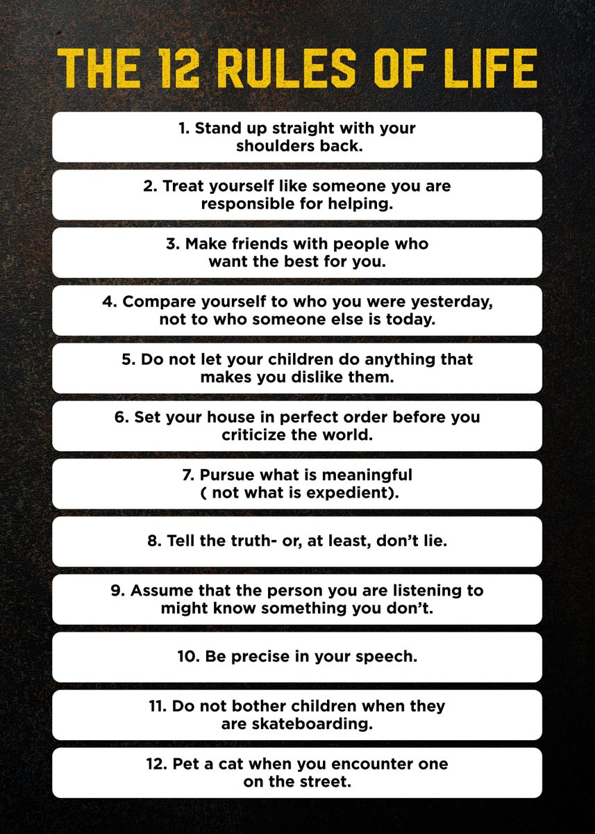 'The 12 rules of life' Poster, picture, metal print, paint by Greatest ...