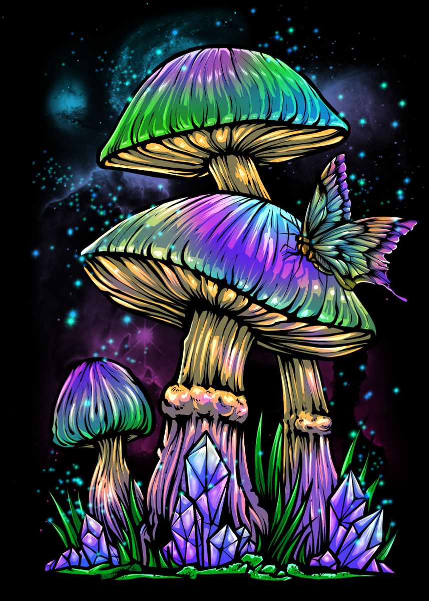 'Space Magic Mushroom' Poster, picture, metal print, paint by DSgrapiko ...