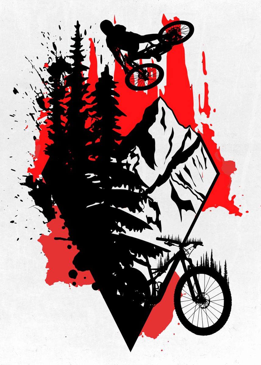 'MTB Enduro and Bicycle' Poster by Ilya Danilov | Displate