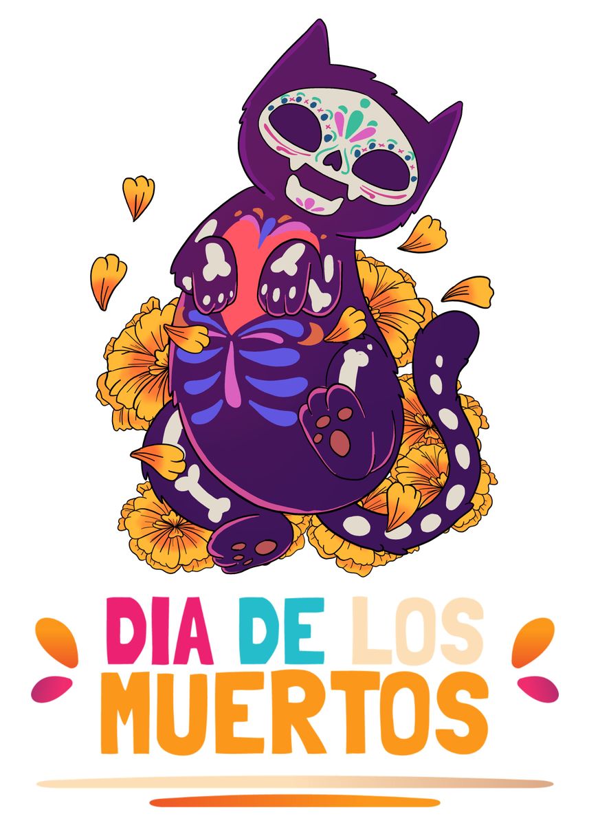 'day of the dead cat' Poster, picture, metal print, paint by NIZAM KHAN ...