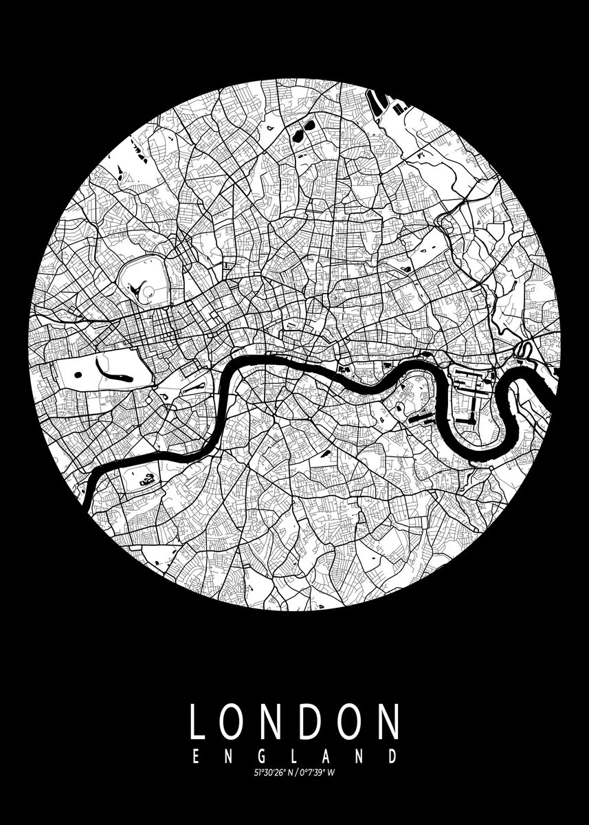 'London City Map Full Moon' Poster by deMAP Studio | Displate