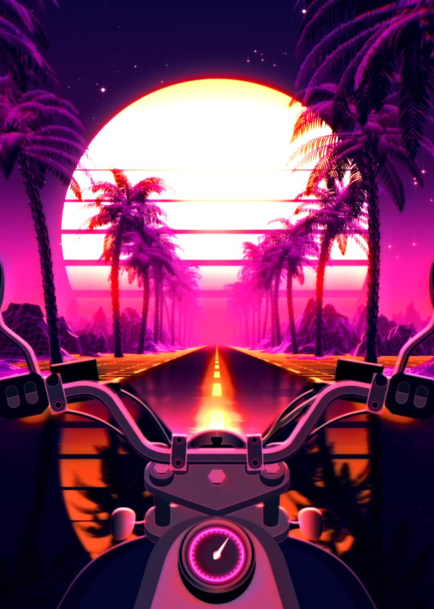 'Vaporwave Drive' Poster, picture, metal print, paint by Simon Clement ...