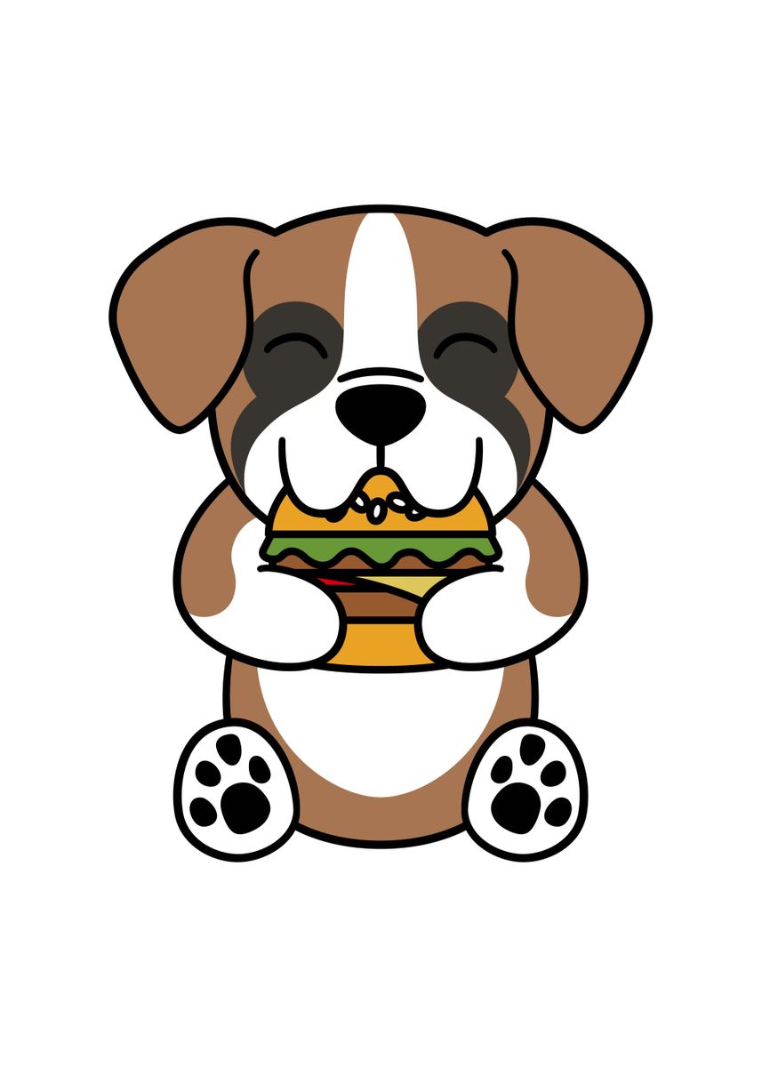 'Boxer Dog Burger ' Poster by PetPrints Displate