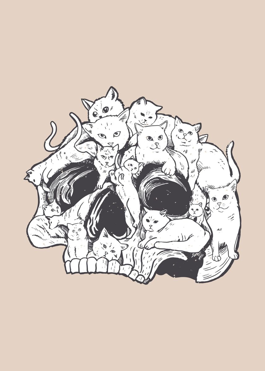 ‘Cats Skull’ Poster by Izu | Displate