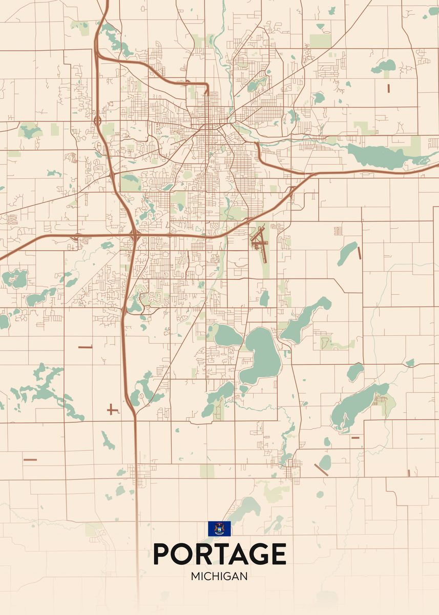 Portage MI Poster Picture Metal Print Paint By IMR Designs Displate