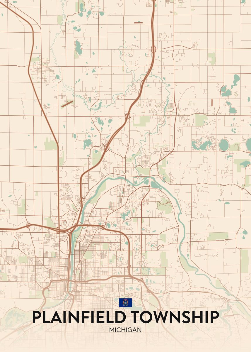'Plainfield Township MI' Poster, picture, metal print, paint by IMR