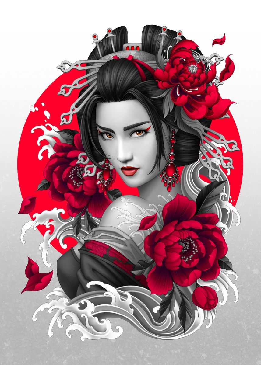 'Japanese Geisha' Poster, picture, metal print, paint by Ben Krefta ...