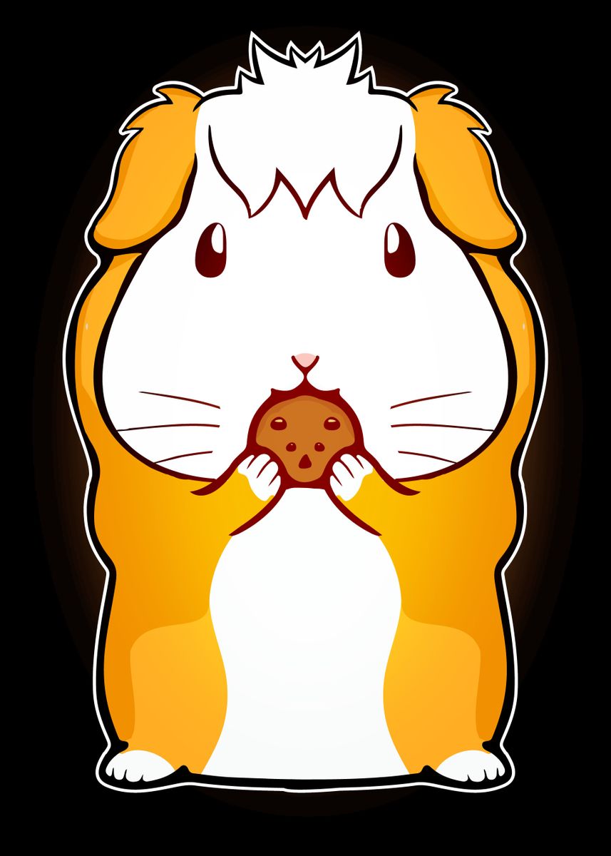 'Cute Guinea Pig Eat Cookie' Poster by PangolinArts Displate